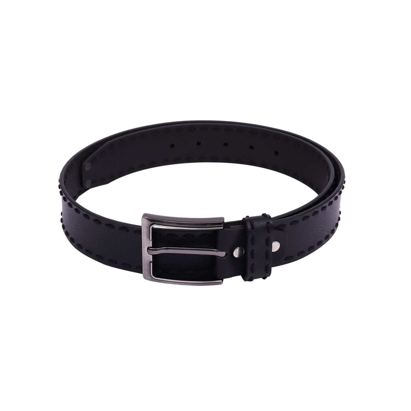 Canyon Carbon Black Stitch Leather Belt