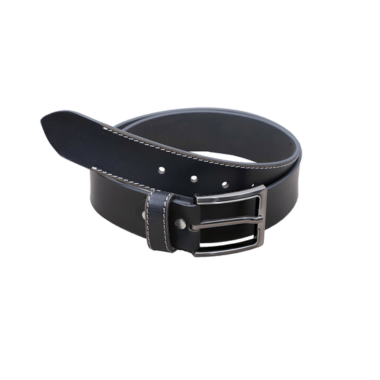 Barranca Black Milk Stitch Leather Belt - Eloq