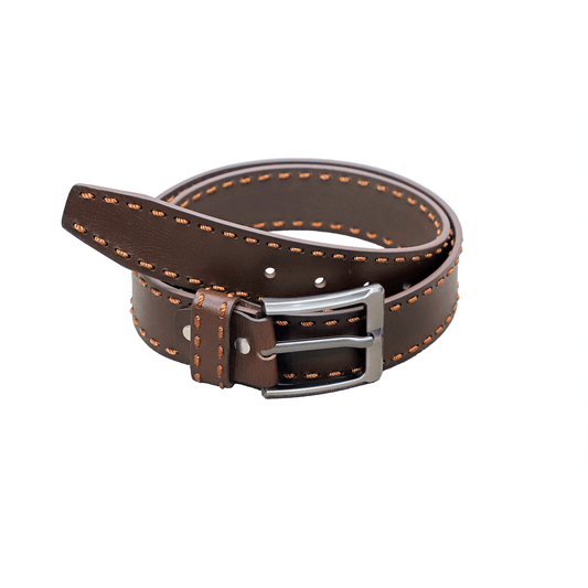 Canyon Brown Copper Stitch Leather Belt - Eloq
