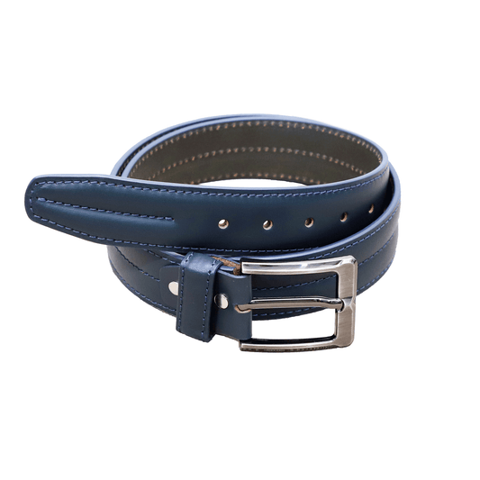 Gorge Blue Azure Stitch Leather Belt - Eloq