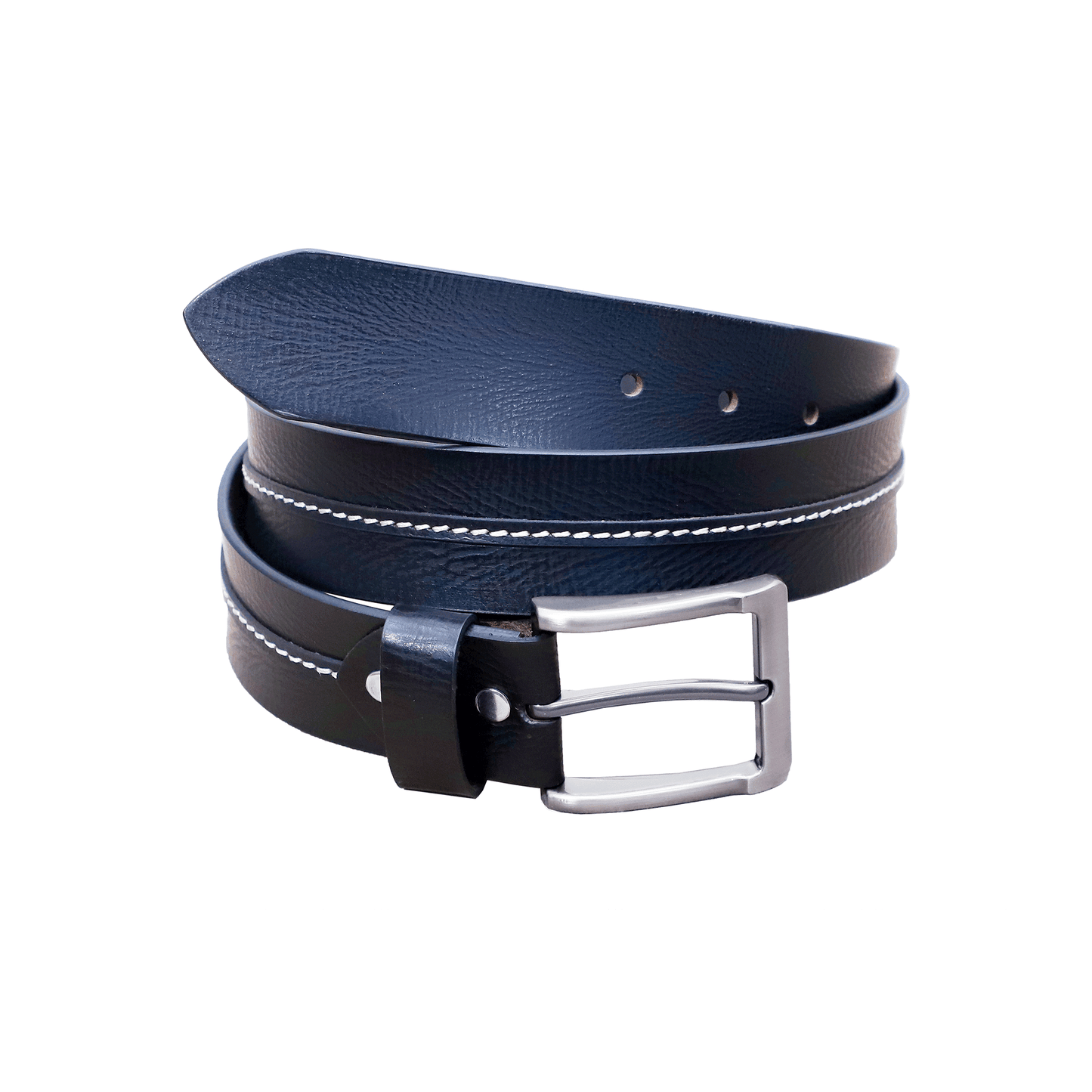 Midline Blue White Stitch Leather Belt - Eloq